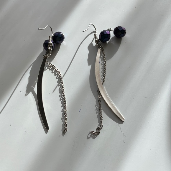 Y2K Handmade Elegant Black, Purple and Silver Earrings Set. - Picture 2 of 5